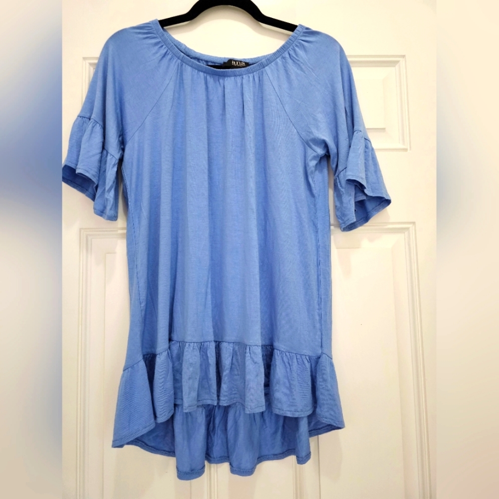 Ana Size Medium Sky Blue Ruffle Bell 3/4 Sleeve